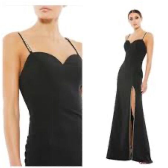 MAC DUGGAL 55706 CRYSTAL DETAIL SWEETHEART NECK TRUMPET BLACK DRESS 4 NWT $398 - Picture 2 of 10